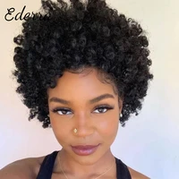 afro curly short wigs 100 human hair curly wig with bangs pixie cut african fluffy curly wigs for black women 100 human hair