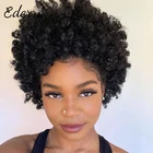 Афро вьющиеся короткие парики 100% человеческие волосы вьющиеся парики с челкой африканские пушистые вьющиеся парики для черных женщин 100% человеческие волосы