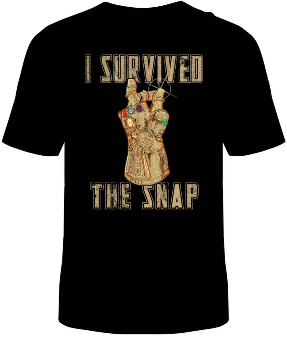 Футболка с надписью I survid The Snap Thanos унисекс для взрослых смешная размеры Marvel Infinity
