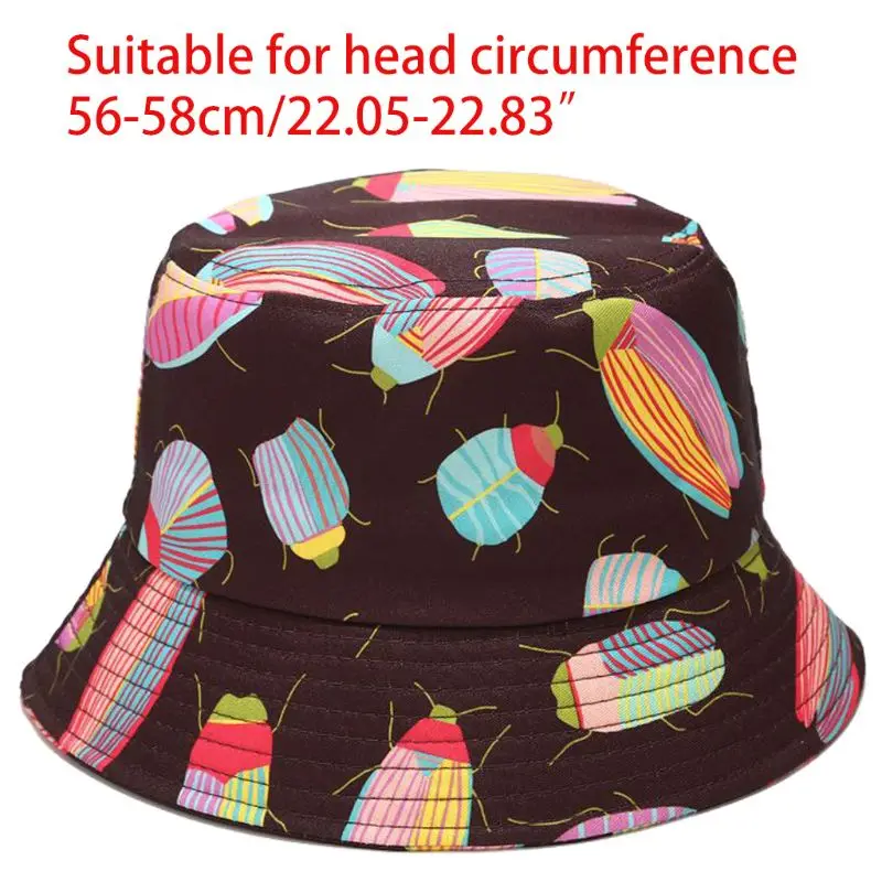 

Unisex Cartoon Ladybird Insect Print Bucket Hat Wide Brim Outdoor Fisherman Cap