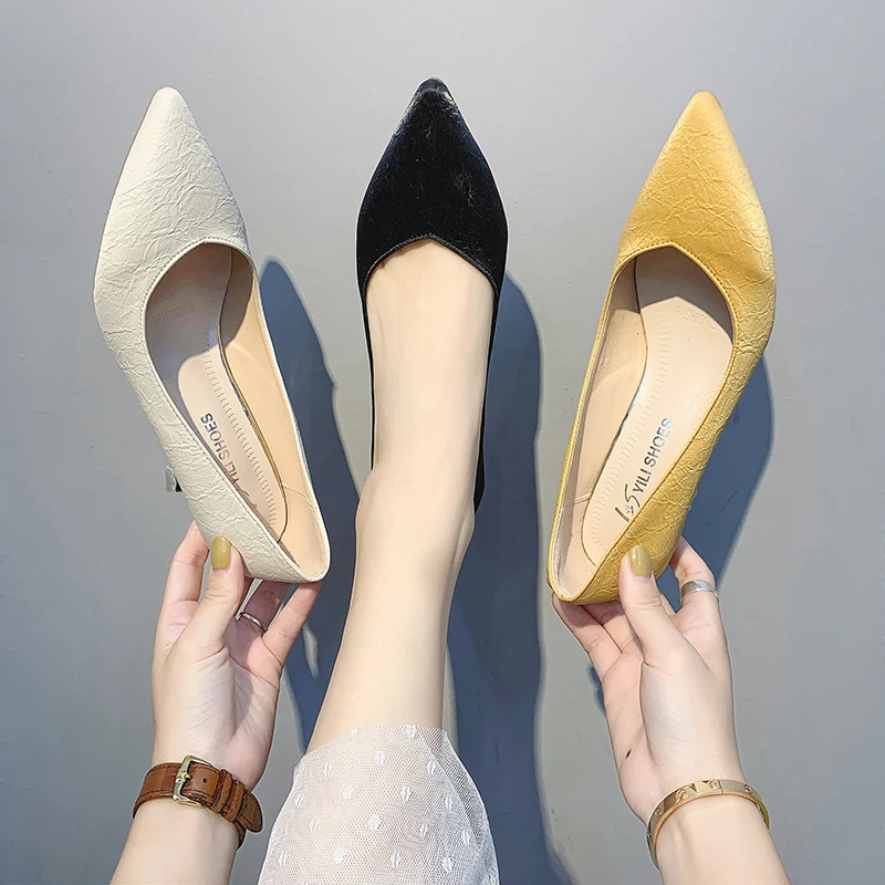 Женские модельные туфли офисные с острым носком женские туфли-лодочки на высоком