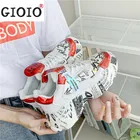 Женские спортивные туфли, осень 2021, граффити, женские кроссовки на платформе, на шнуровке, массивная Женская Вулканизированная обувь, удобная повседневная обувь