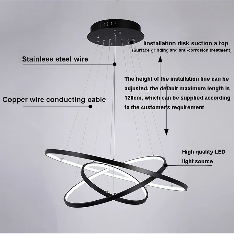 

Modern LED Pendant Lights Circle Rings Aluminum Body Lamp Fixtures Kitchen Hanging Lamp Home Decor Lighting Restaurant Light