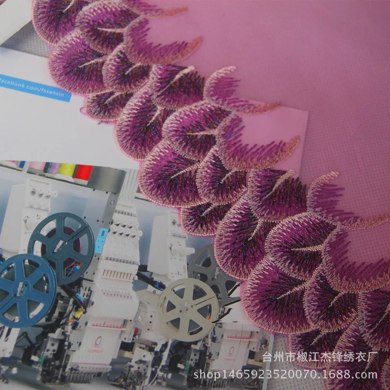 20 м/лот вышивка кружевной отделкой ткань вуаль фиолетовый Швейные аксессуары