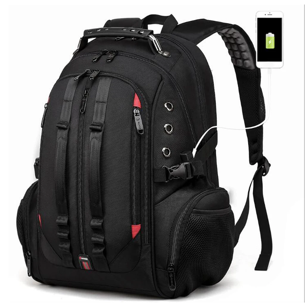 

Black Large Capacity Backpack Dual Band Anti Theft Outdoor Laptop Bag + USB Port