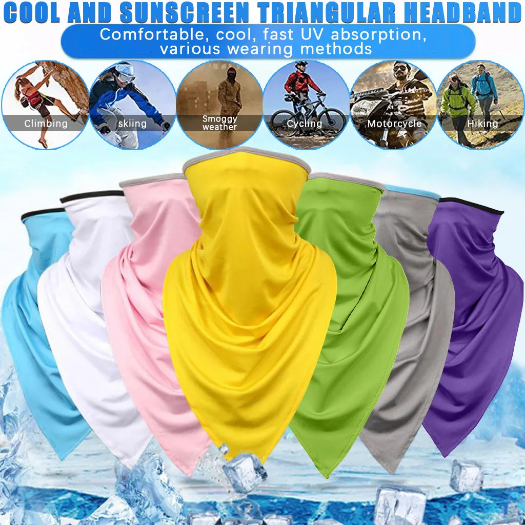 Маски Летний Шелковый треугольный шарф цветная маска для велоспорта головной