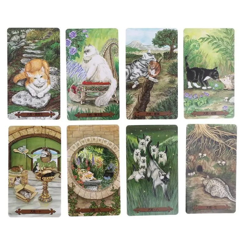

Mystical Cats Tarot 78 Cards Deck Family Party Board Game Divination Playing Cards with Cards Bag and Guidebook