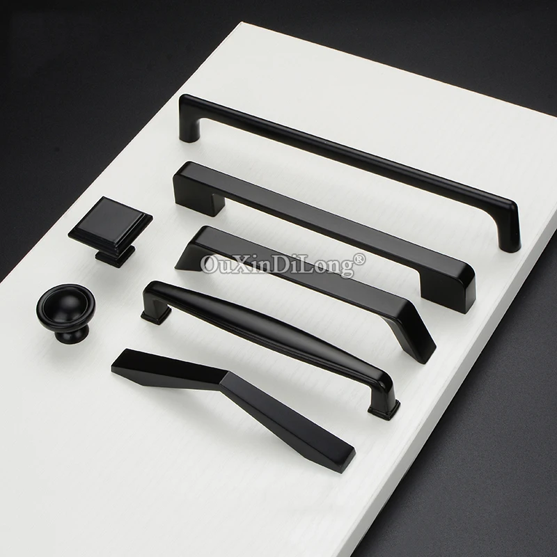 Классический черный 10 шт Европейский сплошной кухонный шкаф дверные ручки ящик