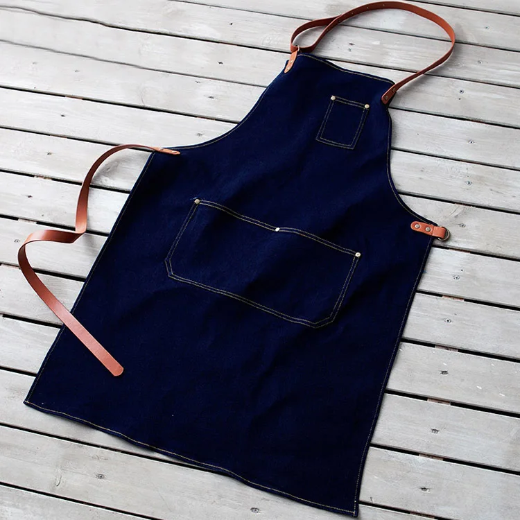 

2020 fashion apron denim coffee studio cyber cafe working denim apron