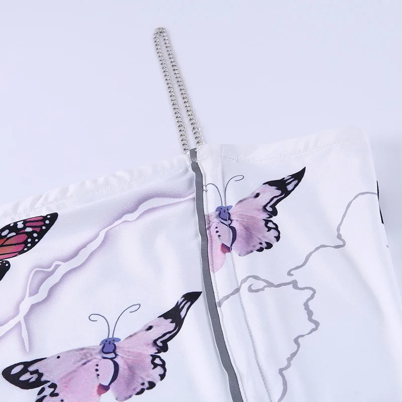 

White Goth Woman Pleated Drawstring Dress Shir Off Shoulder Backless Dresses Print 2020 Lady Sexy Sleeveless Spaghetti Strap