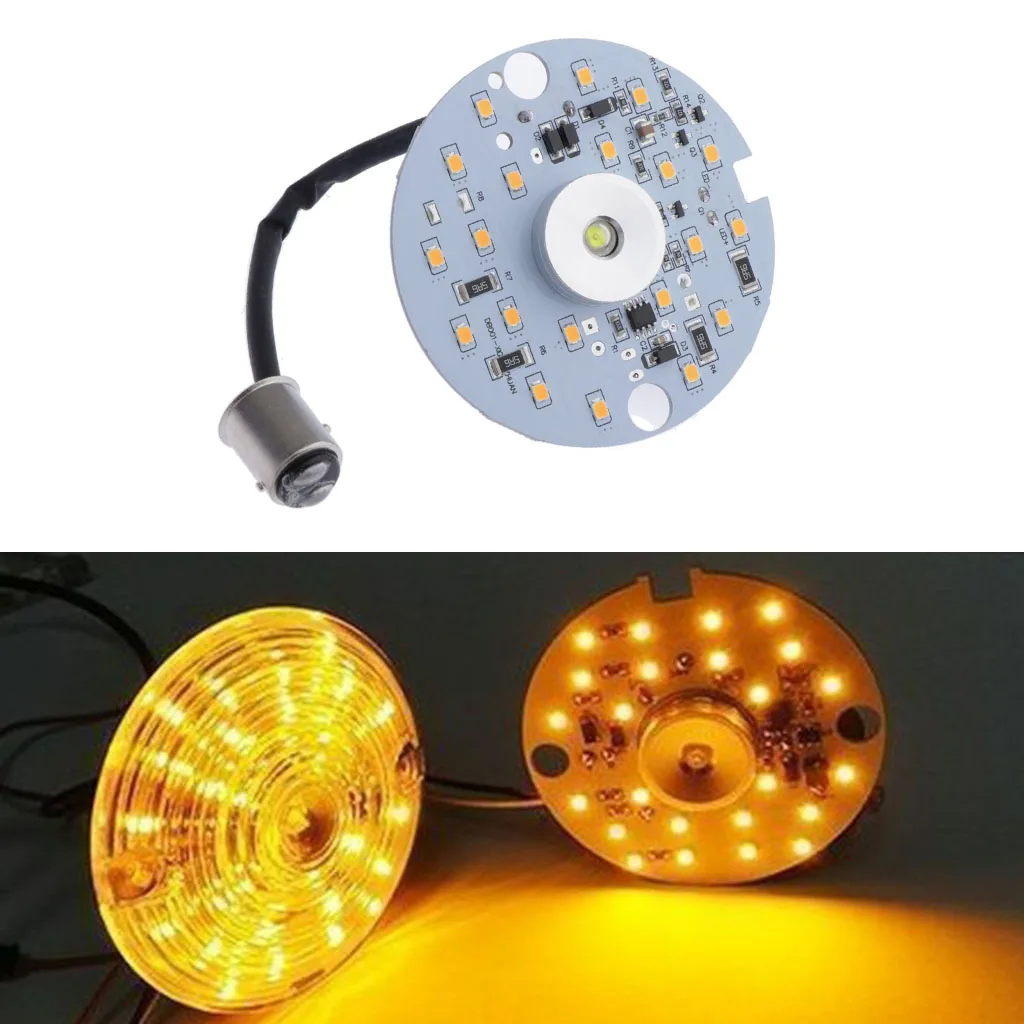 

2pcs Amber Dual LED1157 Turn Signal for Harley Daytime Running Light Fit For Most 1986-2013 Harley Models with 2 Screw Lenses