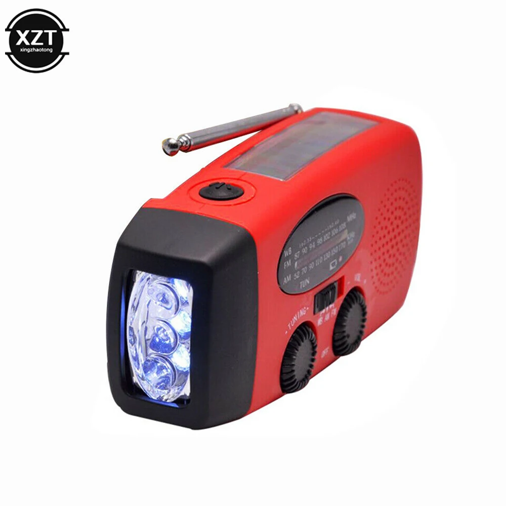 Solar Radio Emergency AM/FM/WB NOAA Weather Hand Crank With 3 LED Flashlight Speaker 1000 mAh USB Charging | Электроника
