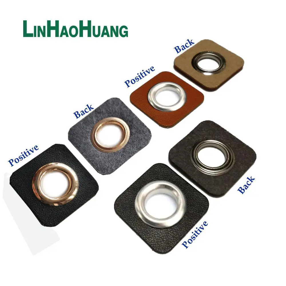 30 шт./лот 25 мм квадратные черные/коричневые Значки из искусственной кожи нашивки +
