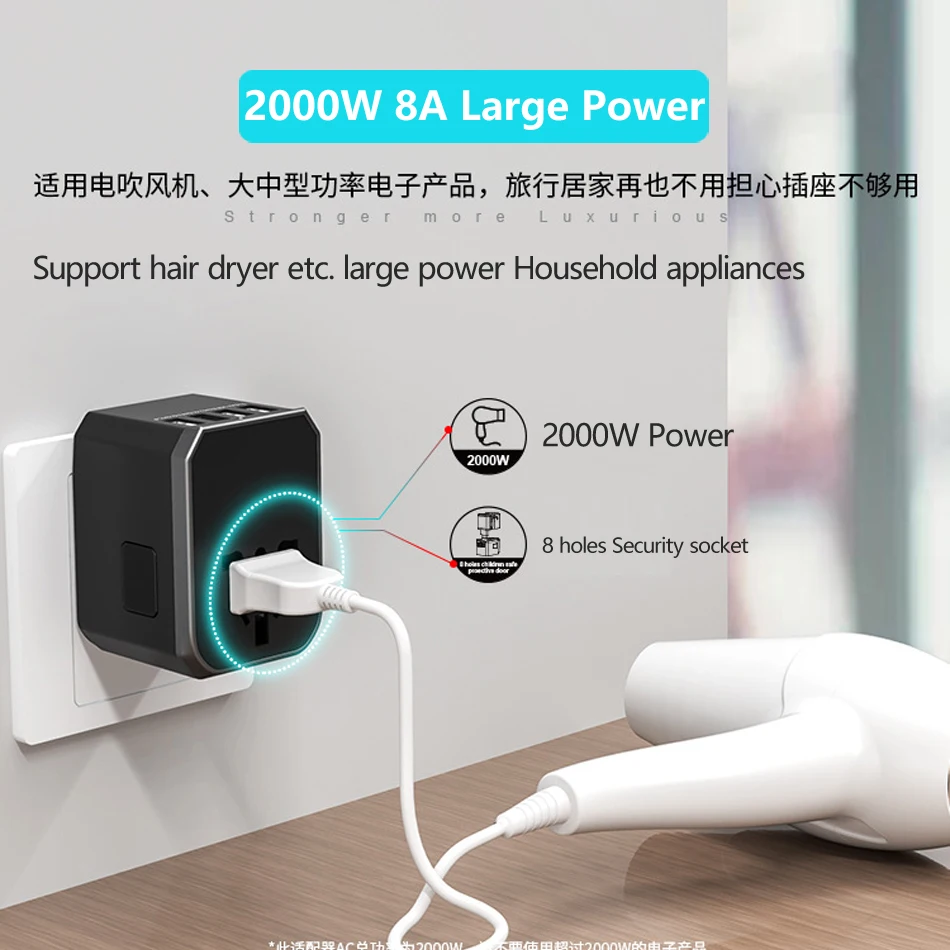 Универсальный адаптер для путешествий переходник с USB TYPE-C глобальное