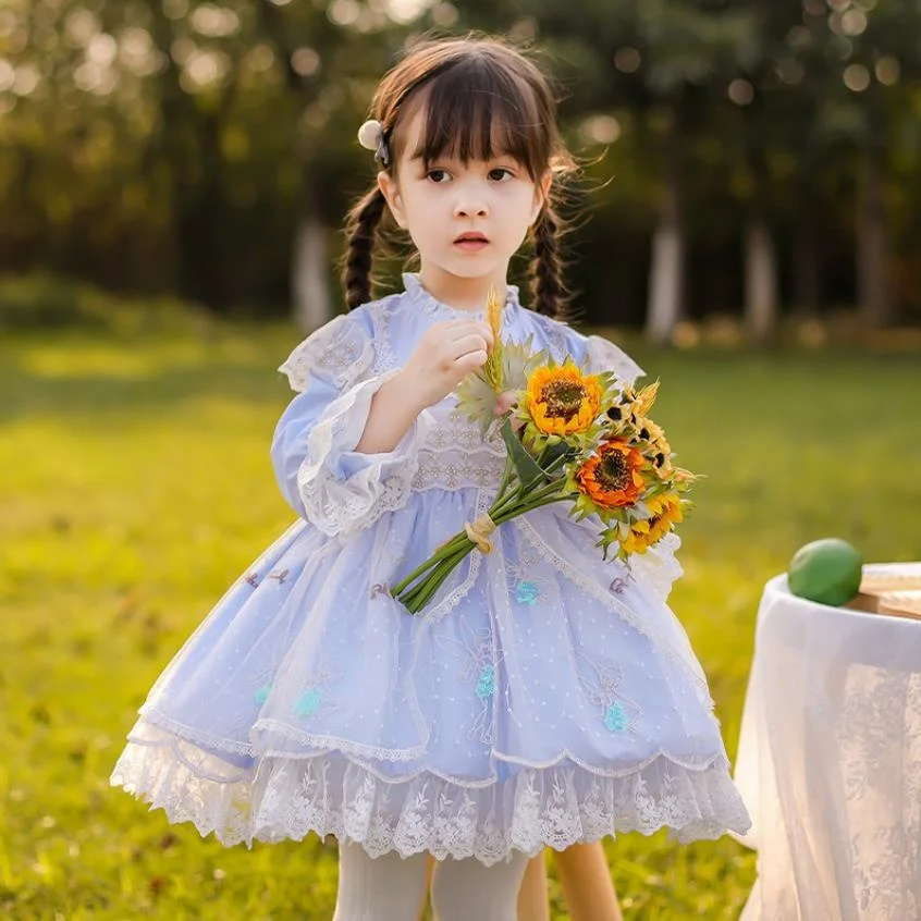 

Miayii Baby Clothing Spanish Lolita Princess Ball Gown Lace Bow Stitching Birthday Party Easter Princess Dress For Girls Y3766