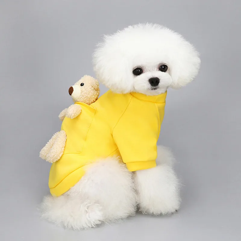 

Pocket Bear Plush Small Dog Warm Pet Hoodie Cute Clothes Casual Costume