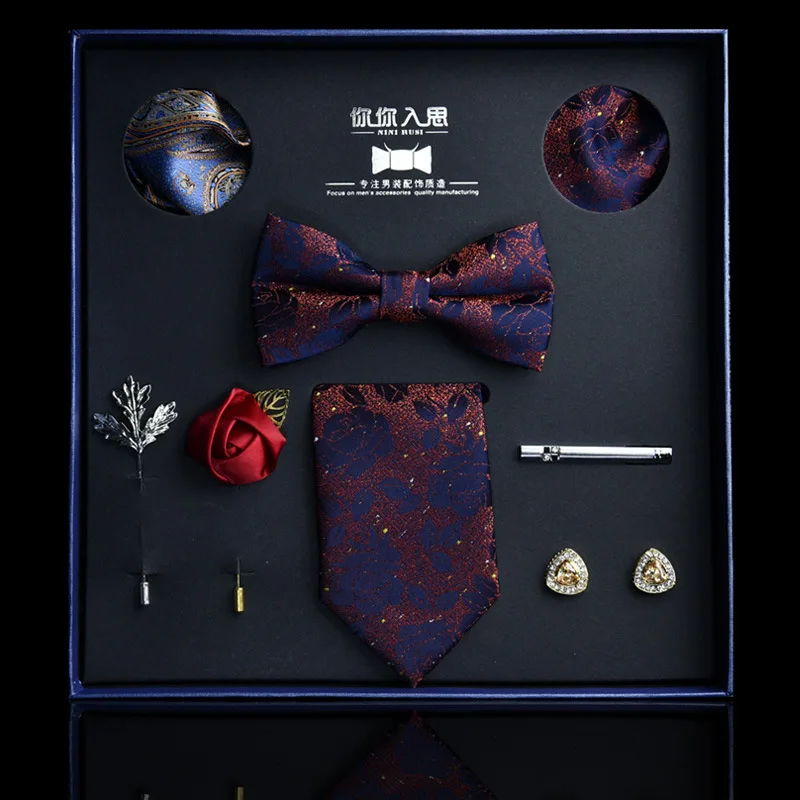 Воротник со свинцовым узлом, карманная стандартная Подарочная коробка, мужская деловая Подарочная коробка из 8 предметов, качественный наб... от AliExpress RU&CIS NEW