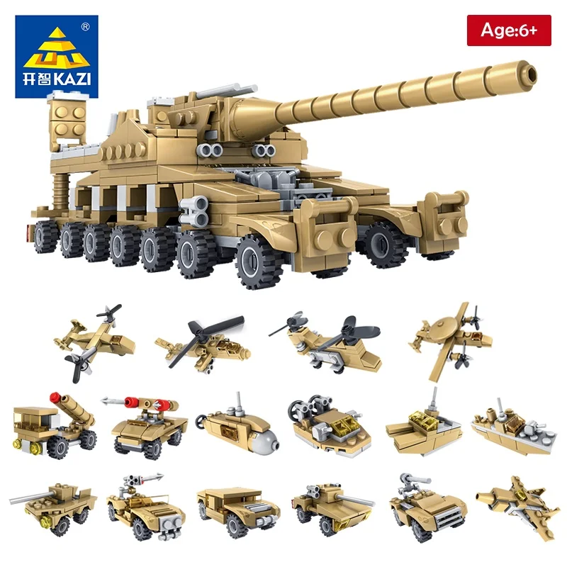 

Набор строительных блоков для военного танка, модель 16 в 1, строительные блоки, игрушки для детей, подарки, игрушки для мальчиков, модульные п...