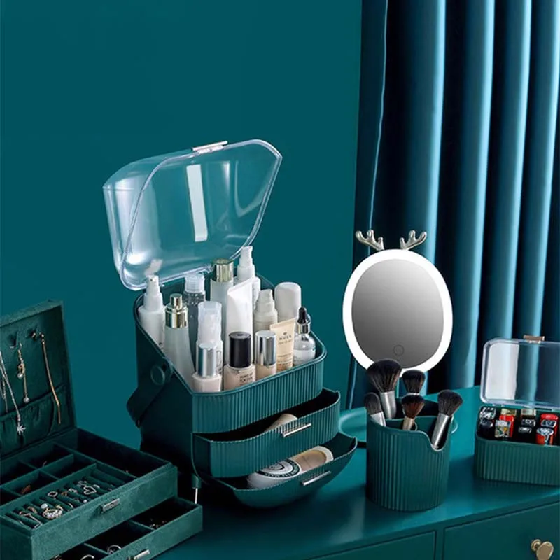 

Fashion Large Capacity Cosmetic Storage Box Bathroom Desktop Waterproof Dustproof Beauty Makeup Organizer Drawer