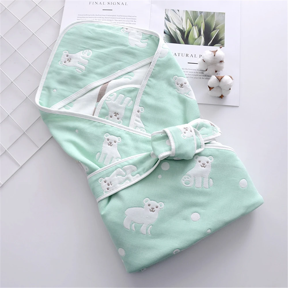 

Newborn Baby Swaddle Wrapper Blanket 90*90 Six-layers Gauze Cotton for 0-12 Months Four Seasons