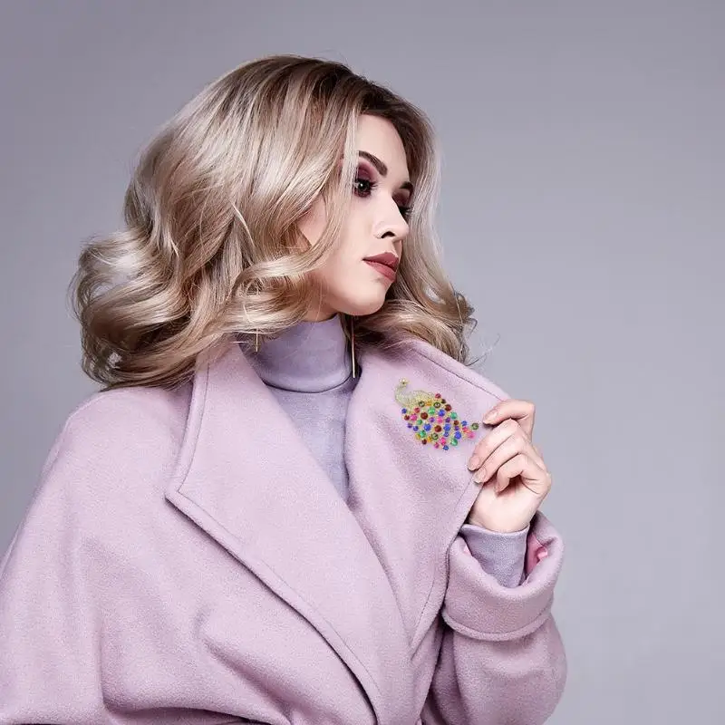 Брошь Павлин большого размера цветные хрустальные женские украшения для