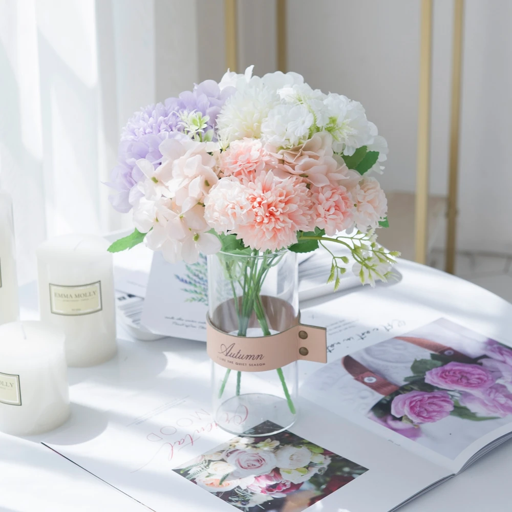

Hydrangea Artificial Flowers Silk Peony Bride Bouquet Fake Plants Wedding Centerpieces Stage Vases for Home Table DIY Decoration