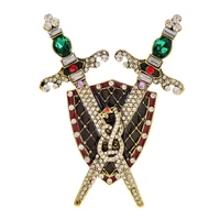 cindy xiang rhinestone sword and shield brooch snake pin colorful fashion jewelry vintage alloy material high quality new 2021