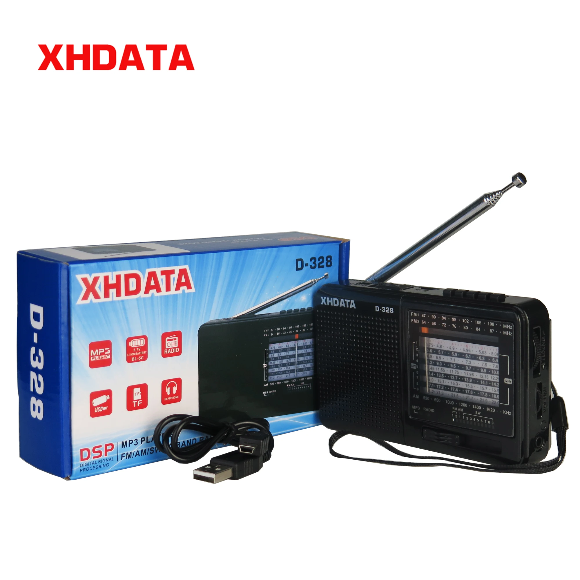 

XHDATA D-328 FM Radio AM SW Portable Shortwave Radio Band MP3 Player With TF Card Jack 3W Radio Receiver