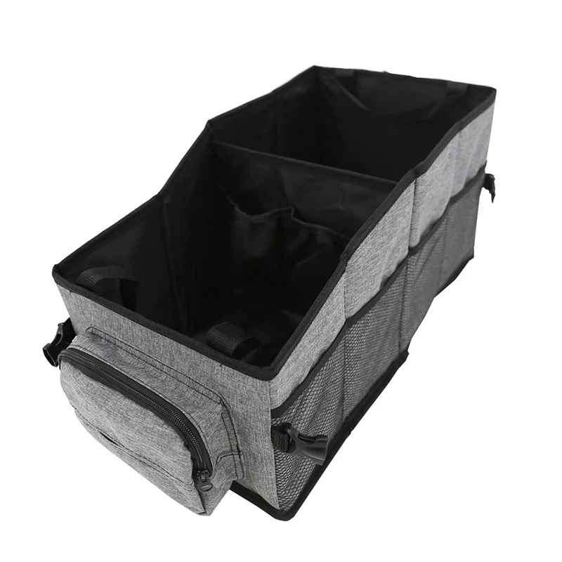 

NEW-Car Organizer Between Seats Car Storage Box with Tissue Box and Insulated Cup Holder - Backseat Car Storage