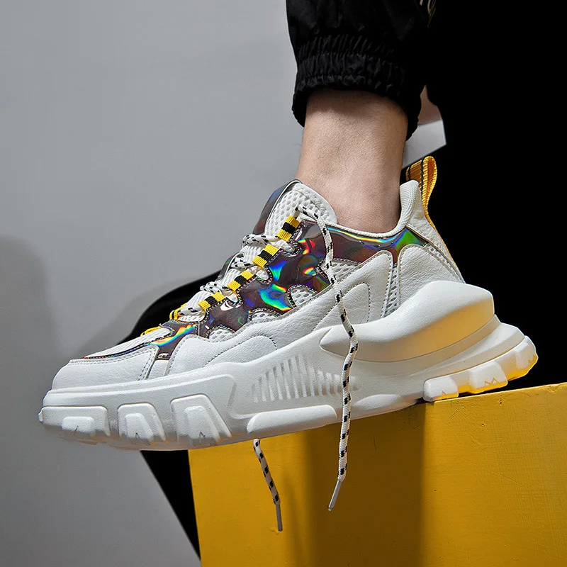 Кроссовки мужские весенне-осенние сетчатые на толстой подошве | Обувь