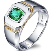 european and american fashion gold and silver two color emerald zircon ring personalized ring size 6 10