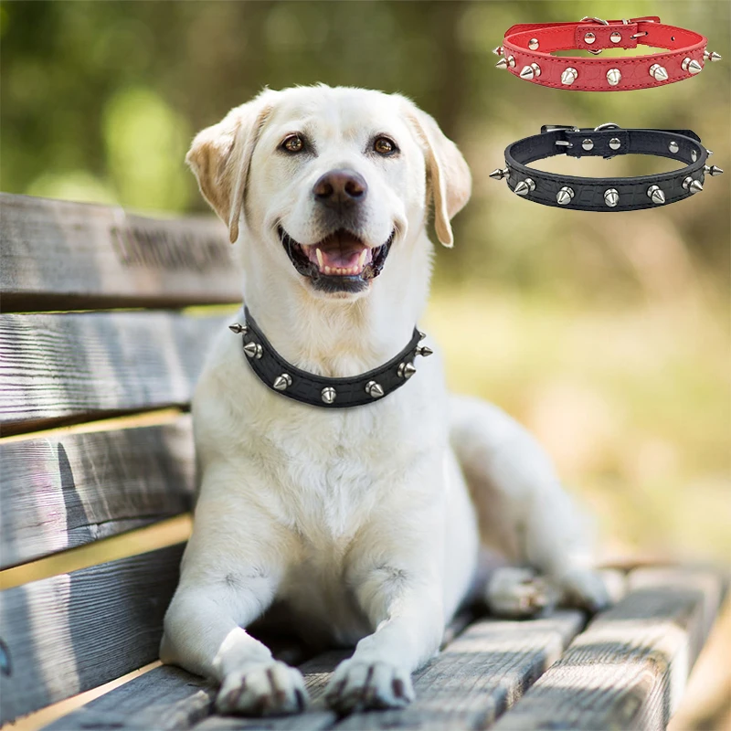 

Dog Collar Durable Pu Metal Pet Collar Fashion Rivet Dog Cat Neck Necklace Cool Outdoor Walking Pet Dog Traction Appliance