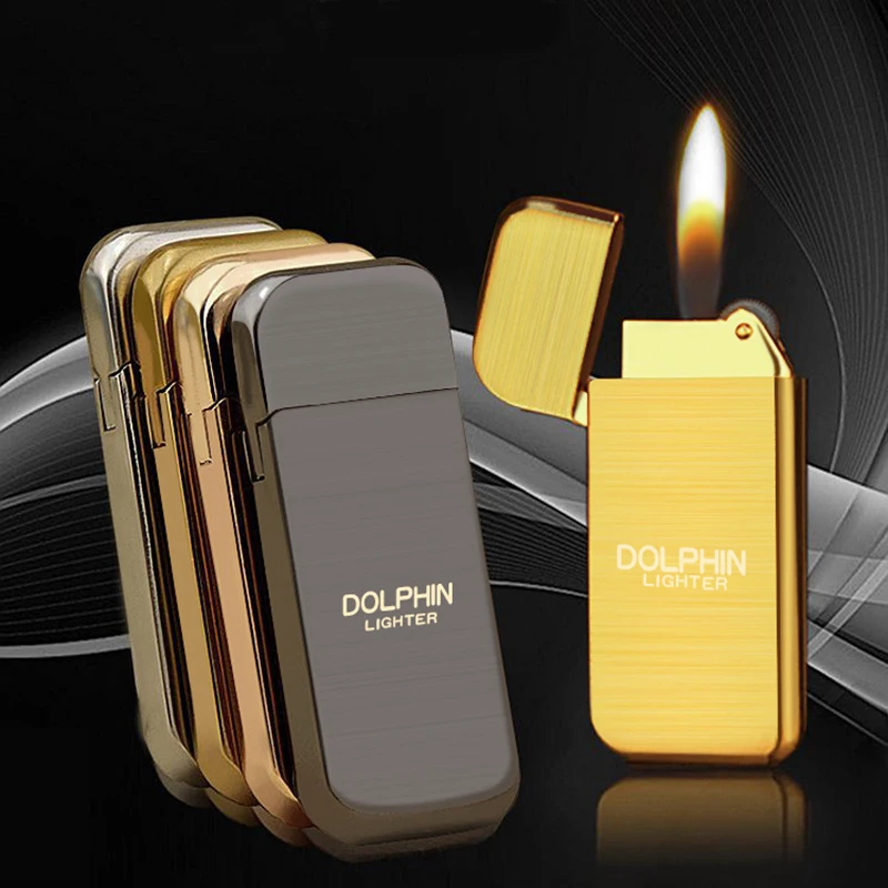 

Oval Ultra-Thin Metal Grinding Wheel Creative Butane Gas Inflatable Lighter Smoking Gift