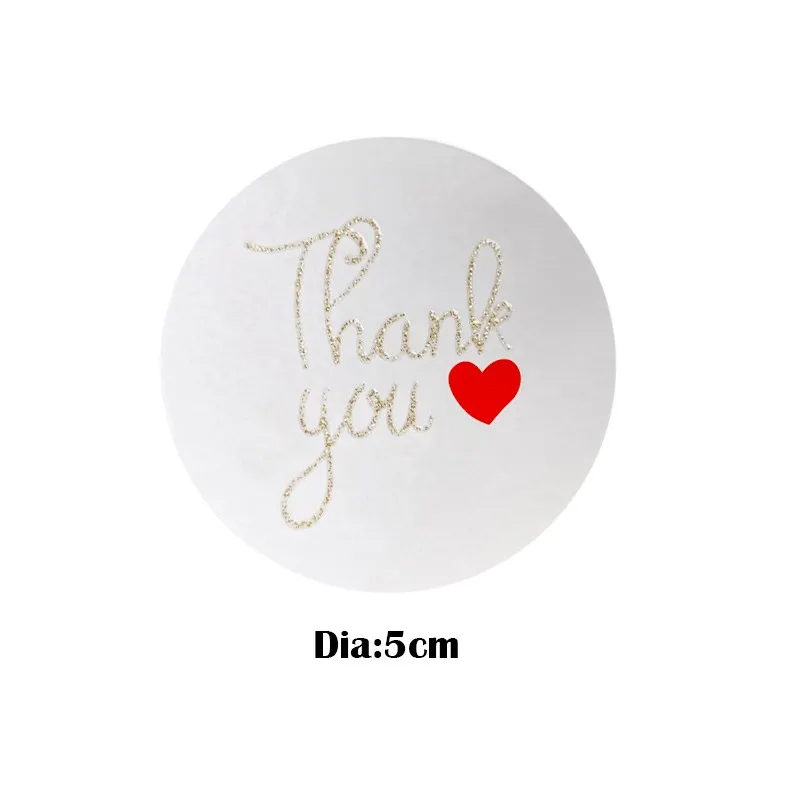 

80pcs/lot round white THANK YOU Golden sequins Valentine's Day gift business party wedding bouquet non-adhesive sealing sticker