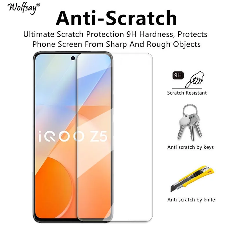 Protector de pantalla 9H para Vivo iQOO Z5, cristal templado para iQOO Z5 Z5X Z3 Z1 Z1X, pel&iacute;cula protectora de lente de c&aacute;mara para iQOO Z5 Z5X-2
