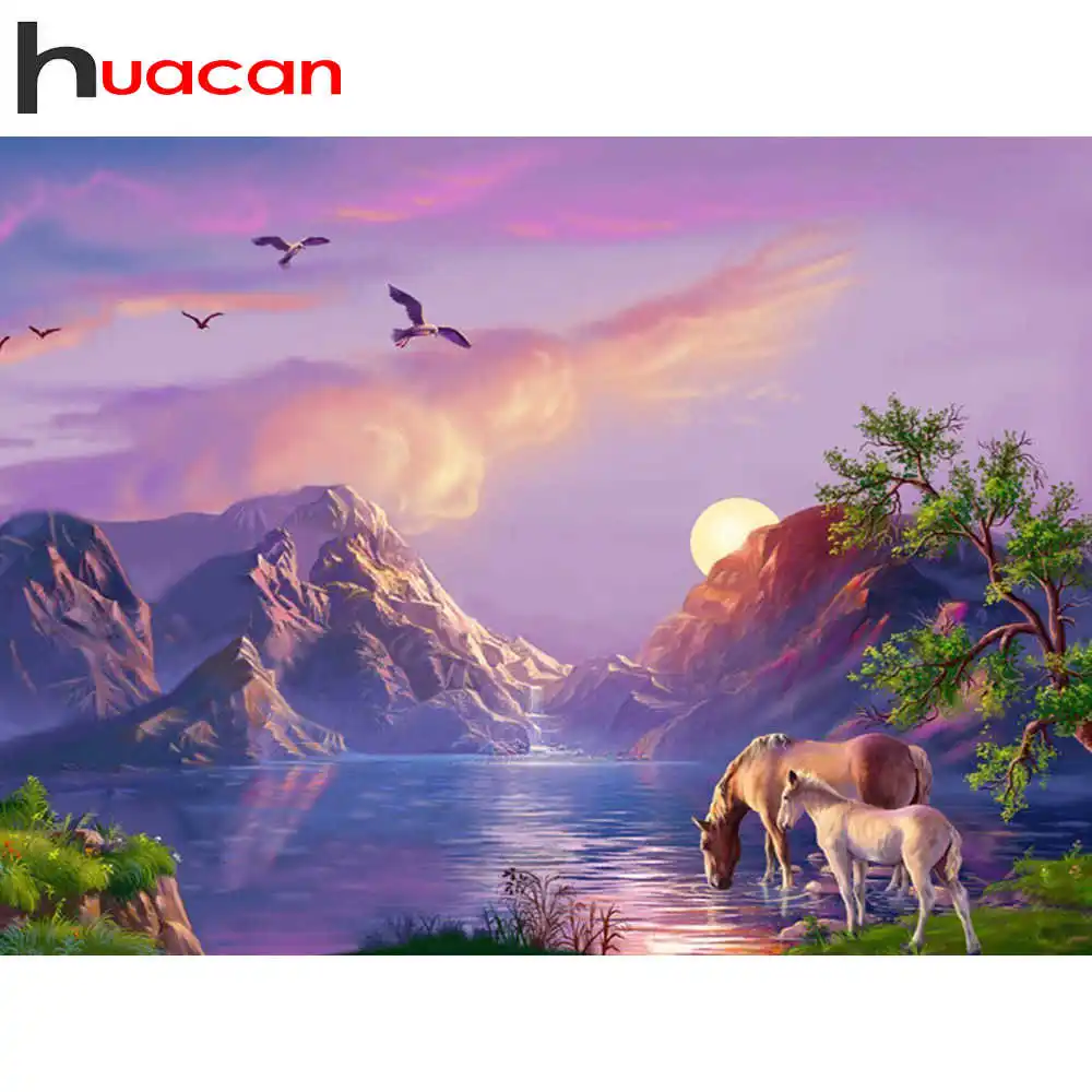 Huacan алмазная вышивка горы распродажа полная выкладка 6картины стразами мозаика