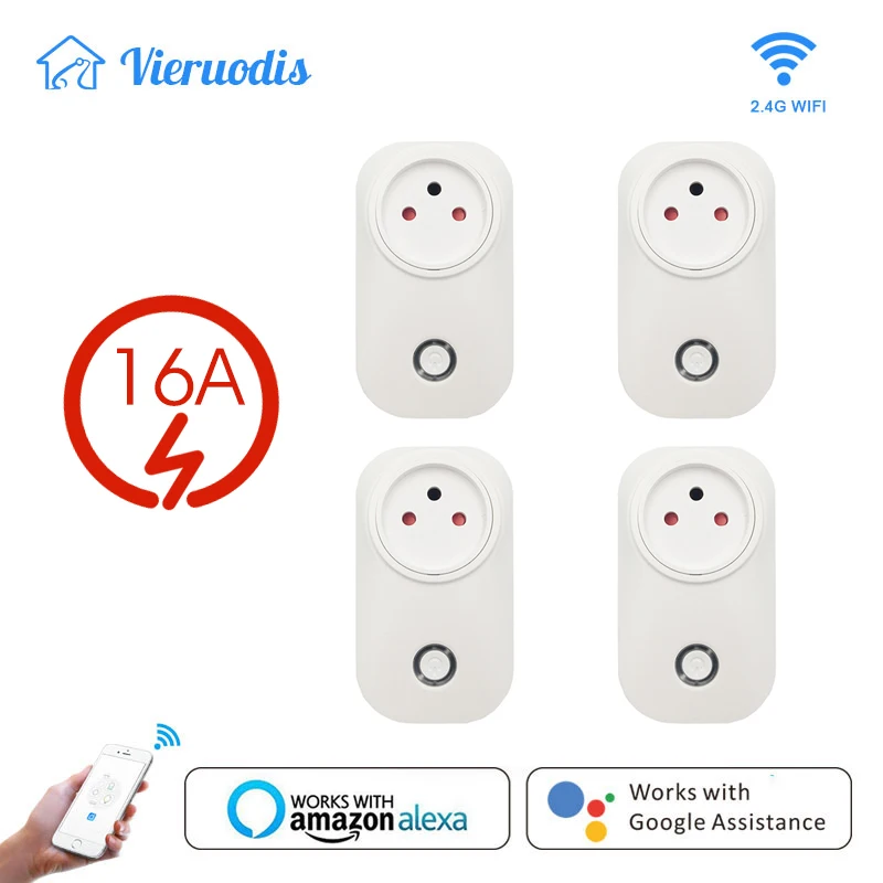 

4PCS Tuya Smart Life Wifi Socket IL Type 16A Plug App Remot Control Voice Control With Google Home Alexa Echo Timer the Devices