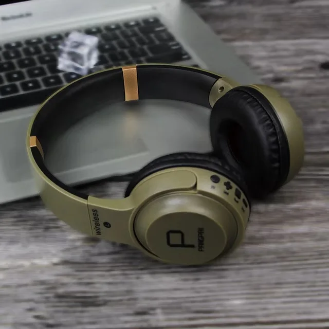 Армейский зеленый Беспроводная bluetooth-гарнитура Mp3 сабвуфер Выдвижная складная игровая гарнитура Поддержка TF карты, режим AUX, вызов. Функция fm-радио - Цвет: Армейский зеленый
