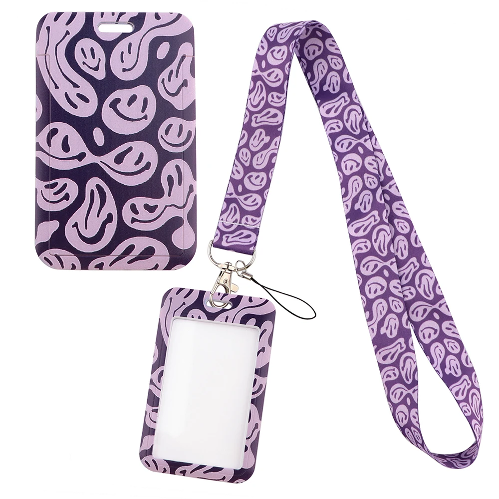 

YQ604 Cute Ghost Smiling Lanyard Purple Phone Straps ID Card Cover Badge Holder Neck Strap Cord Hang Rope Lariat Keychain Gifts