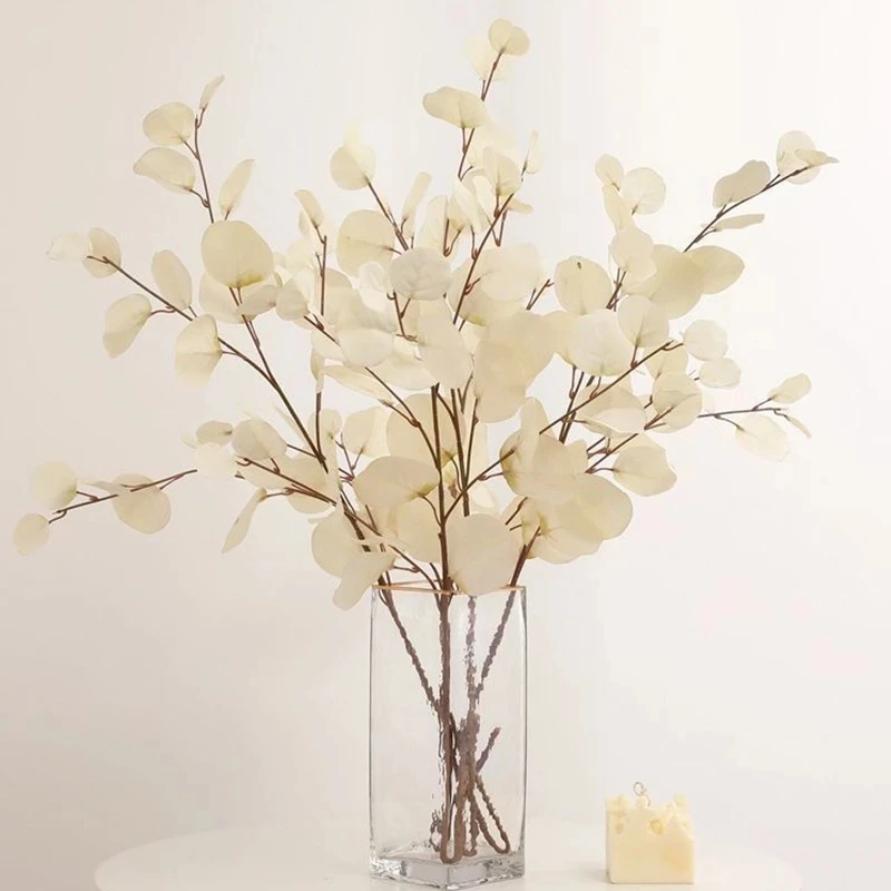 Artificial Eucalyptus Flower Plant Leaf Plastic Rod Long Branch Green Fake Plant Summer Autumn Home Bedroom Wall Decoration images - 6