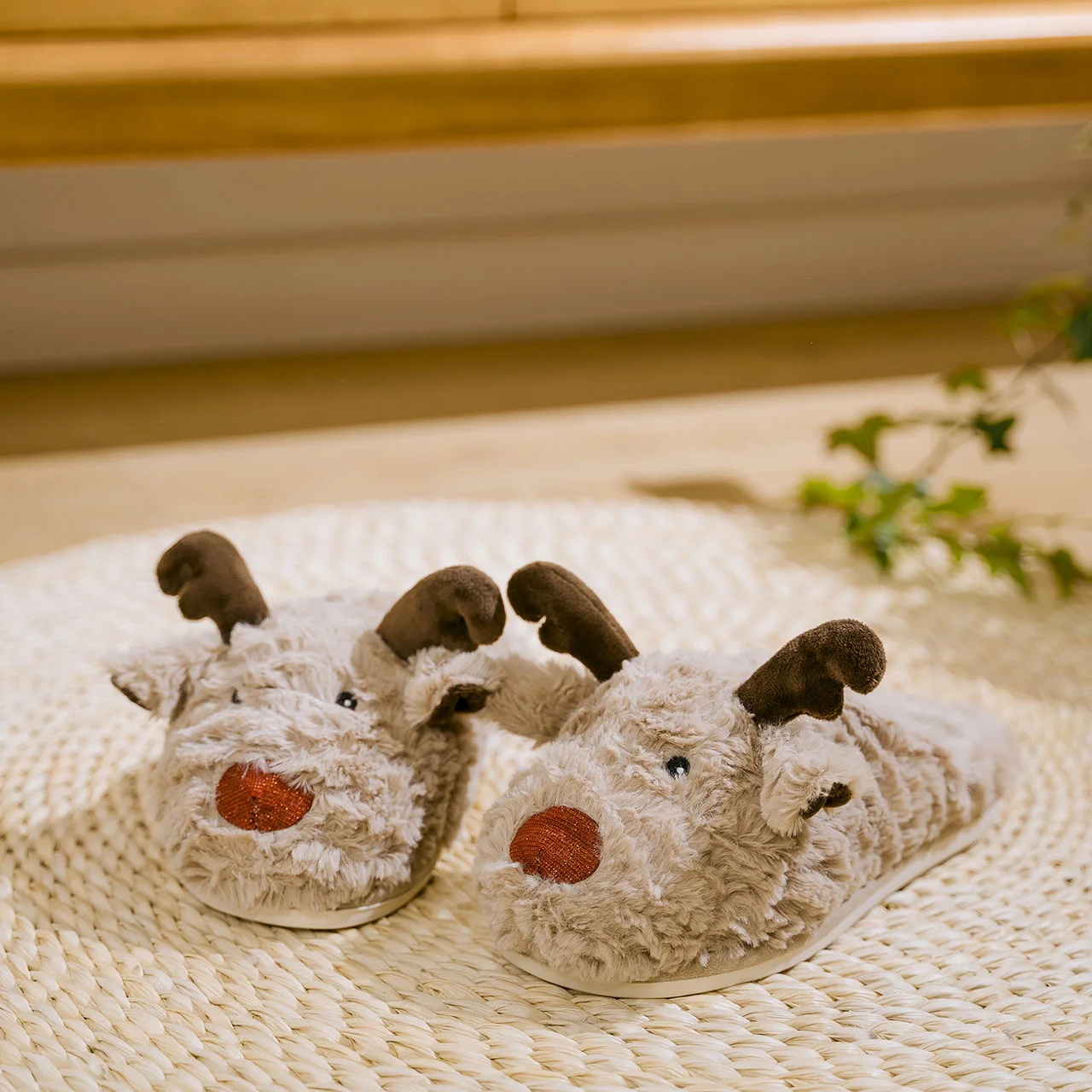 Funny Elk Cotton Slippers Autumn And Winter Antiskid Thick Bottom Warm And Plush Home Slippers Postpartum Pregnant Women's Shoes