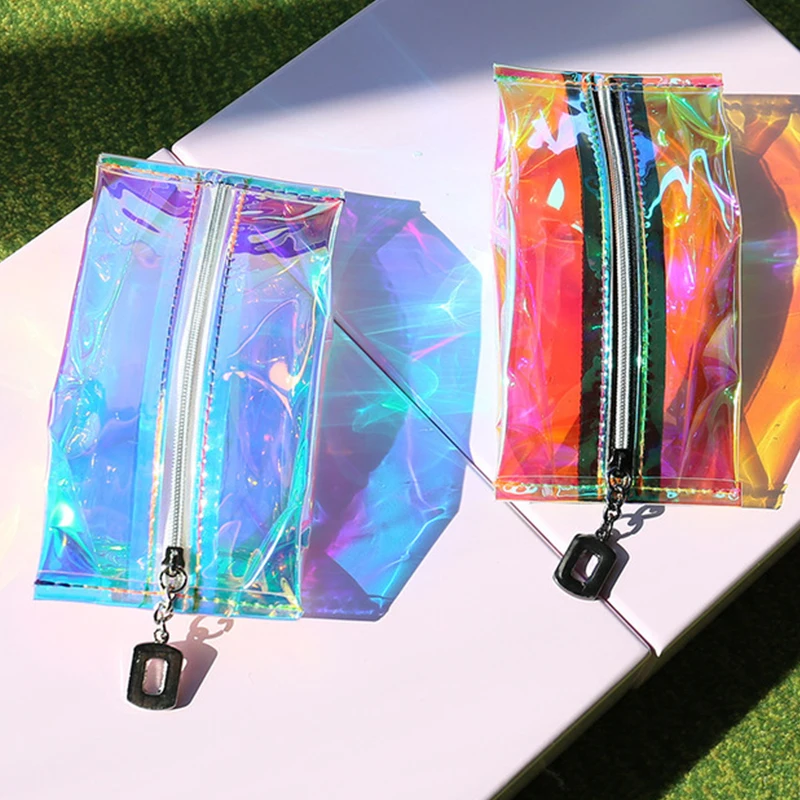 

Модная прозрачная косметичка с лазерным рисунком, Женский дорожный складной косметический Органайзер на молнии, Сумка Для Хранения Туалет...