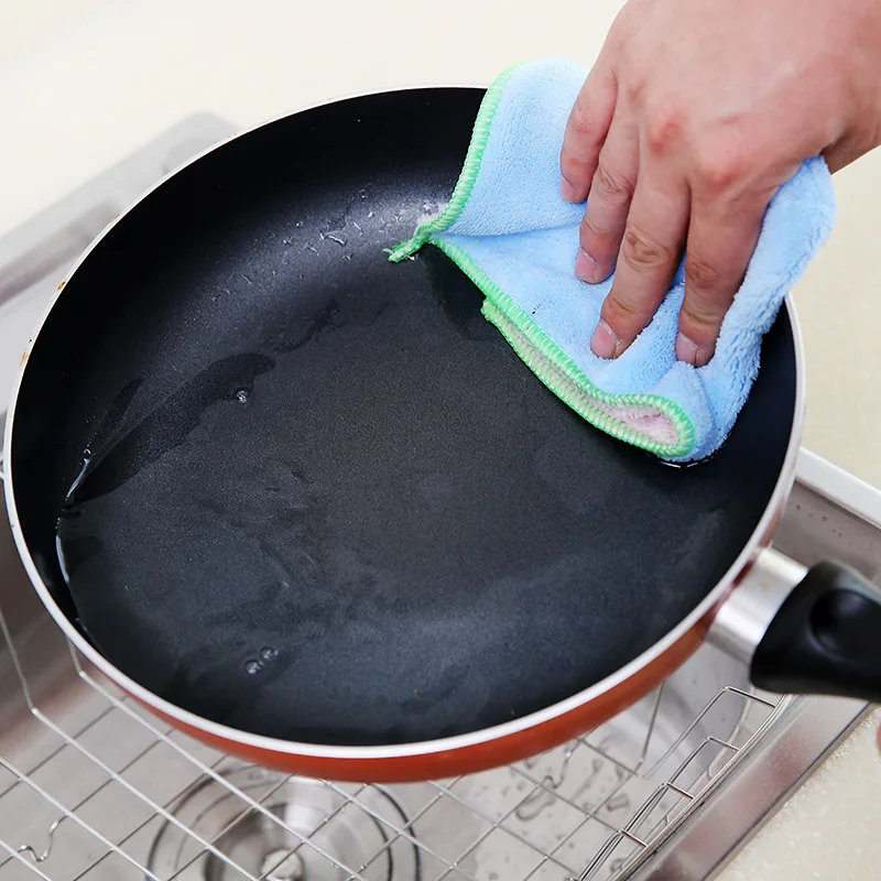 

10PCS The Fine Fiber Double-Sided Thickening Water-Absorbent Lint Cloth Oil-Free Dish Towel Kitchen Dish Wipe