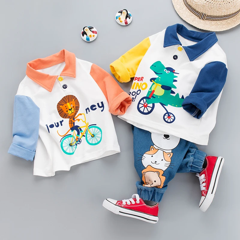 Осенние комплекты одежды для маленьких девочек и мальчиков Повседневная