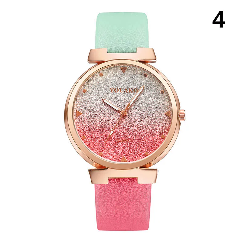 Новые женские кварцевые наручные часы с градиентным цветным циферблатом из