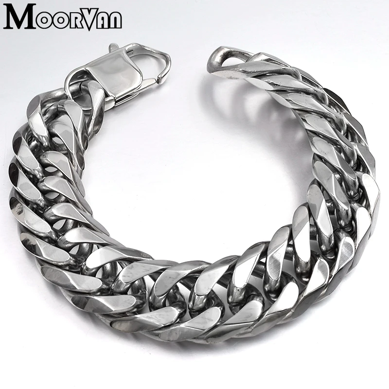 Moorvan 19 мм шириной 22 см длина, ссылка chian ювелирные изделия горячее предложение 316l нержавеющая сталь, для мужчин мужской Шарм браслет Бижу VB307