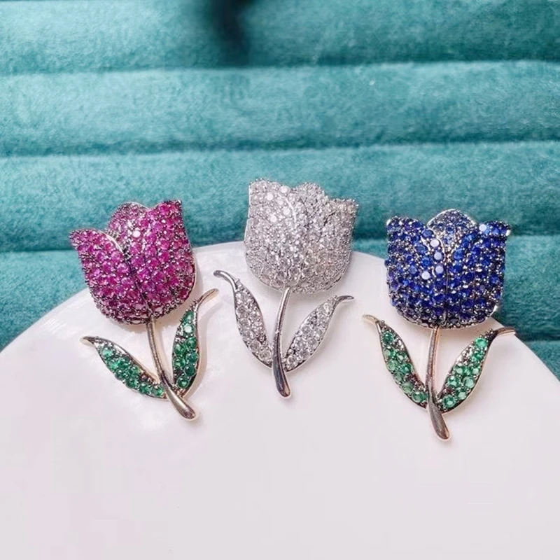 

Beautiful Rose Flower Stud Earrings For Women Full Micro Paved Cublic Zircon Luxury Wedding Earrings