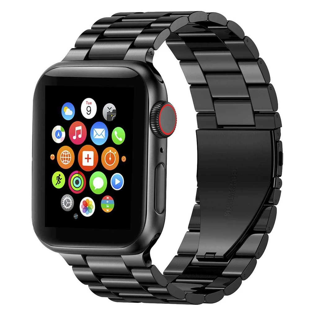 

Ремешок из нержавеющей стали для Apple Watch series 5, деловой браслет с звеньями для iWatch 5 40 мм, 44 мм