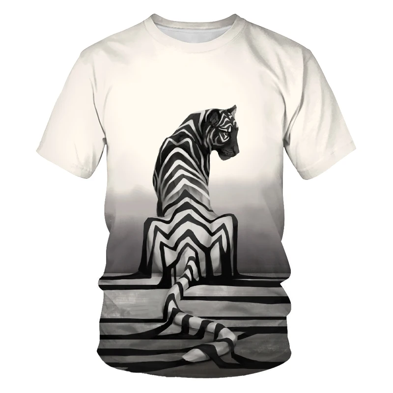 

Fashion popular animal Harajuku T-shirt street men's casual short-sleeved adult children's wear