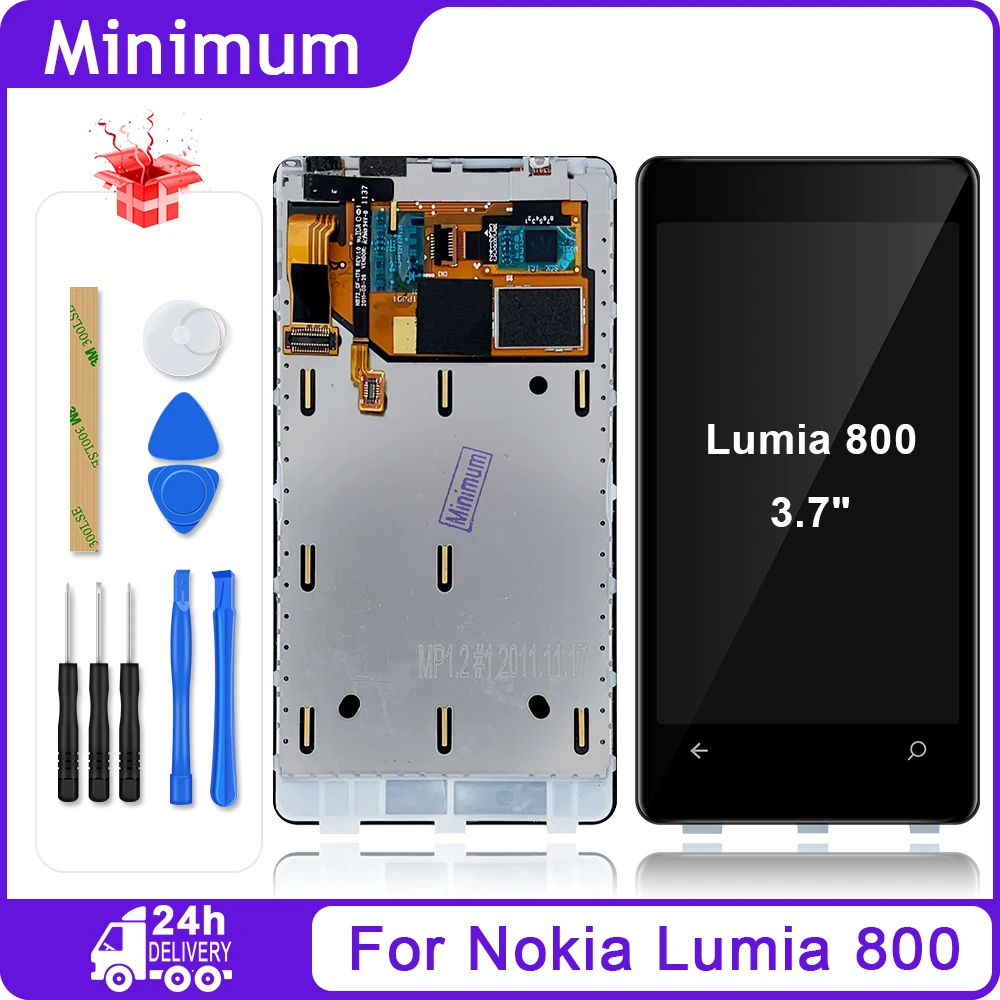 ЖК дисплей 3 7 дюйма для Nokia Lumia 800 с сенсорным экраном и дигитайзером в сборе рамкой